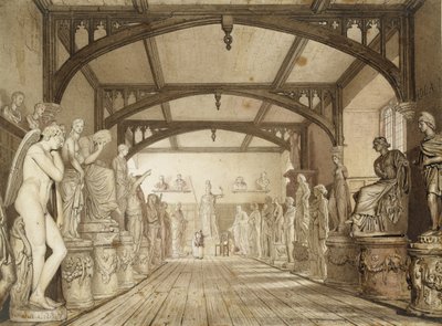 Die Skulpturengalerie in den Prüfungsschulen, Oxford, 1813 von William Westall